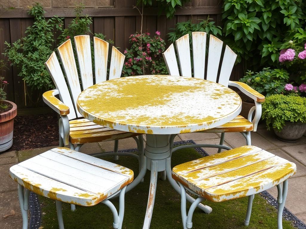 Чистка садовой мебели после зимы. Удаление плесени, мха и застарелых пятен